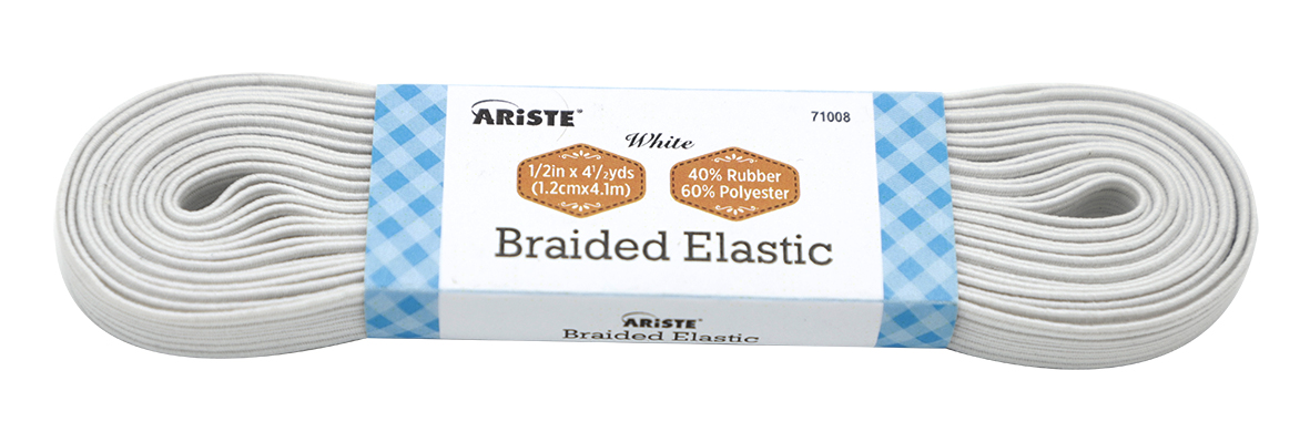 71008 1/2" x 4.5 yds white braided elastic