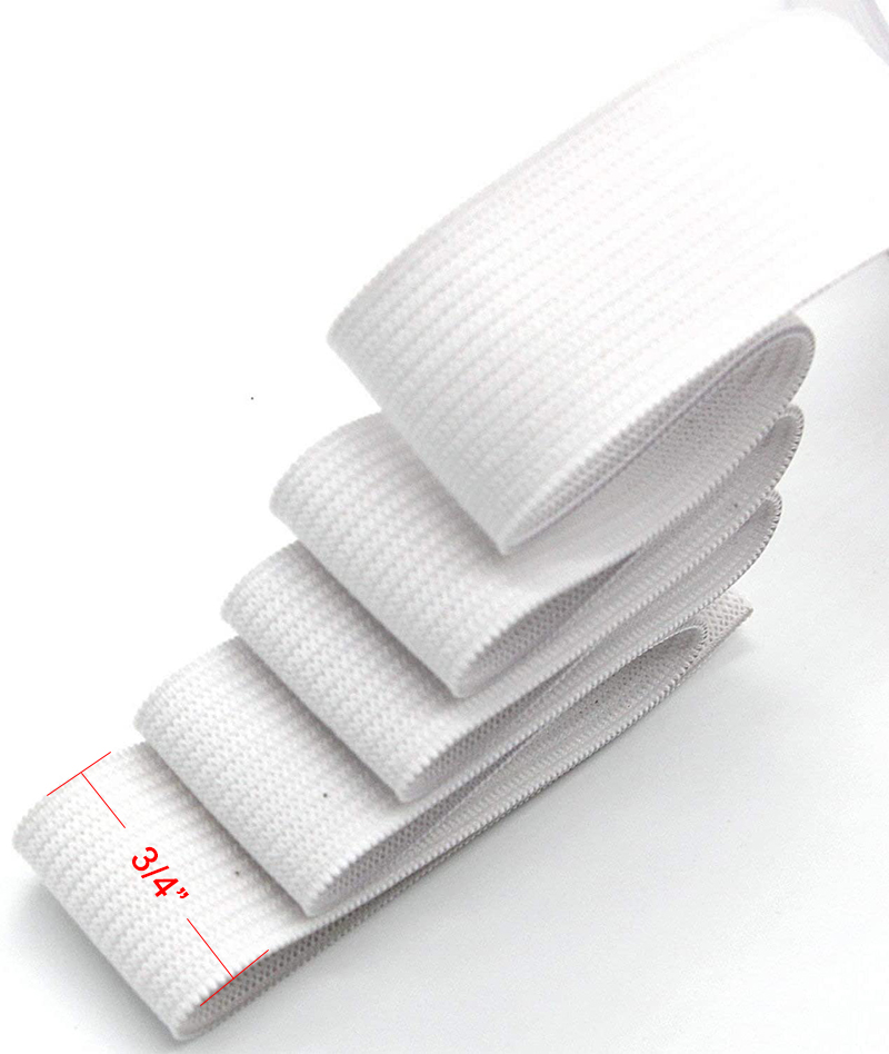 71010 3/4" x 3 yds white braided elastic