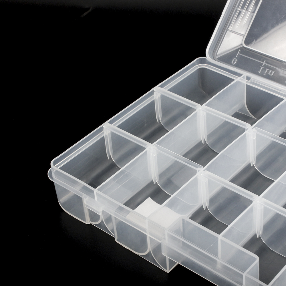 21854 21855 21856 Adjustable 18 compartments Clear plastic storage box