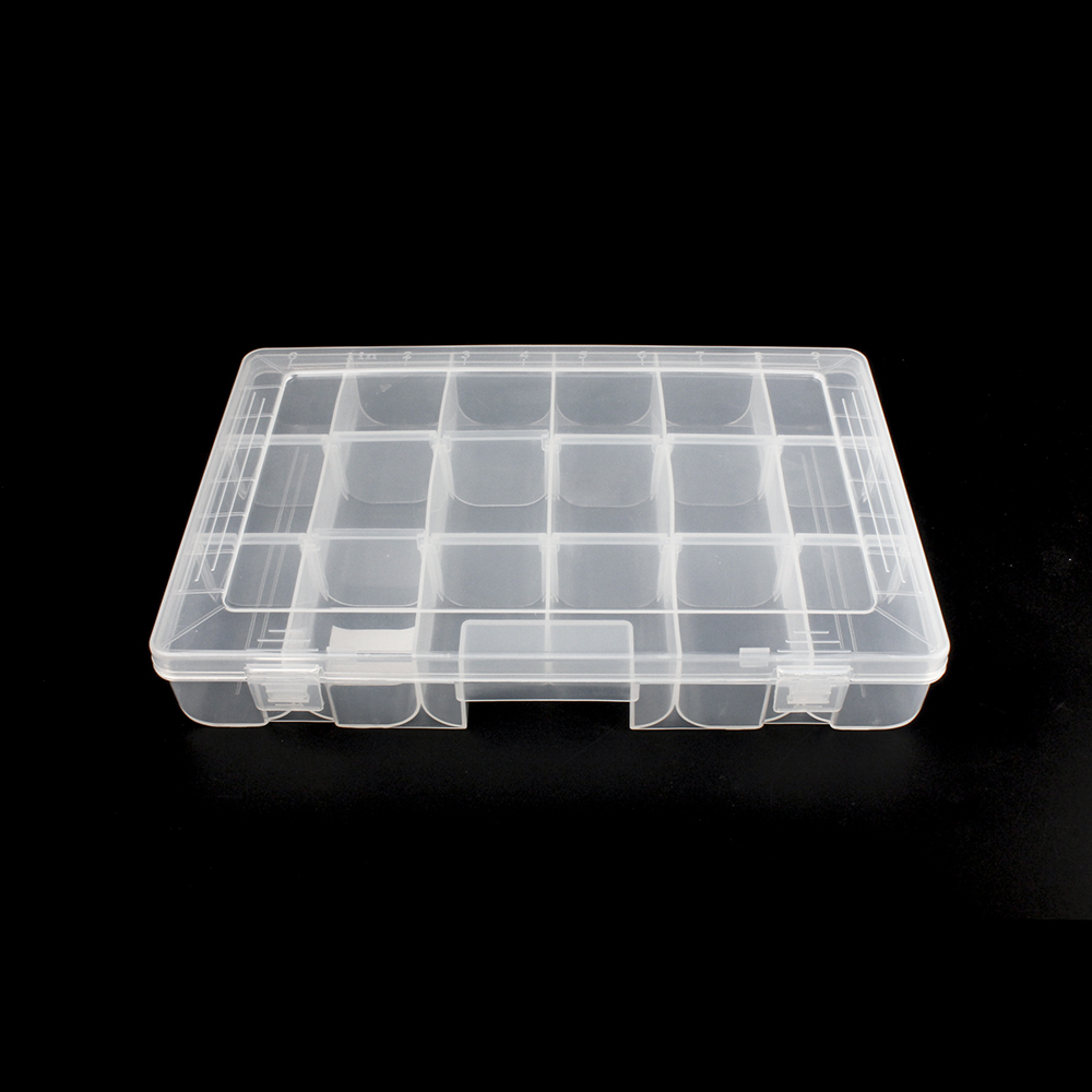 21854 21855 21856 Adjustable 18 compartments Clear plastic storage box